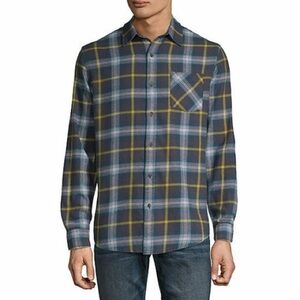 NWT Arizona Men's Long Sleeve Blue Yellow Plaid Chill Flannel Shirt XX-LARGE XXL